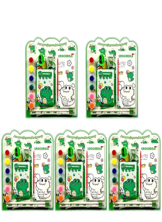 Tresneria Kids Art & Stationery Set with Watercolors, Sketch Pad, Notebook, Pencils, Sharpener & Eraser (Crocodile, 3) - Image 1